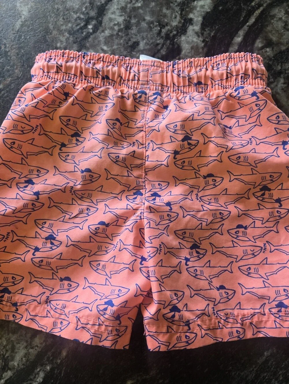 Cat & Jack Pink Swim Trunks with Navy Shark Print